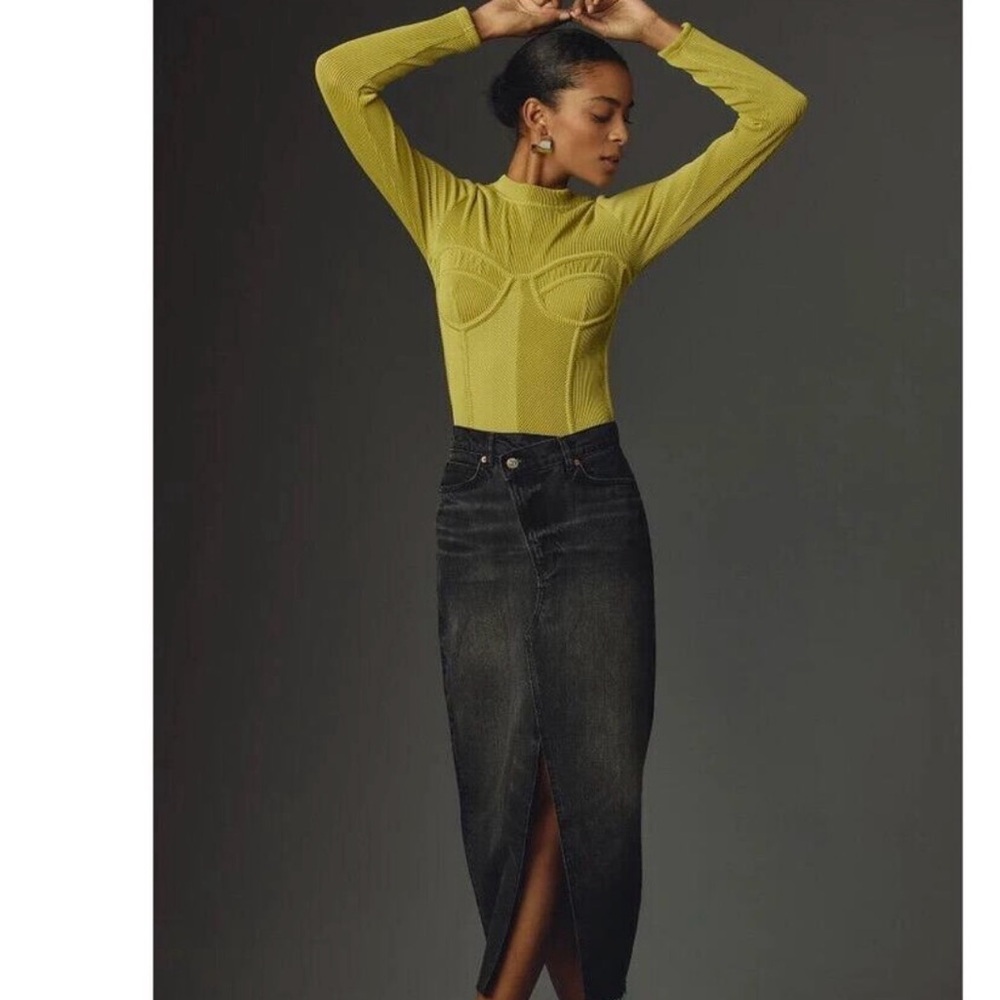 Reformation Nila Black Denim Skirt